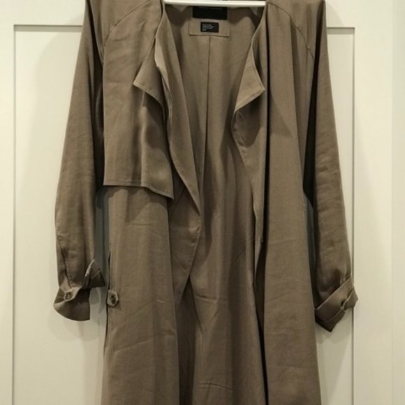 Armani Exchange Long Trench Coat in Beige - Picture 2 of 6